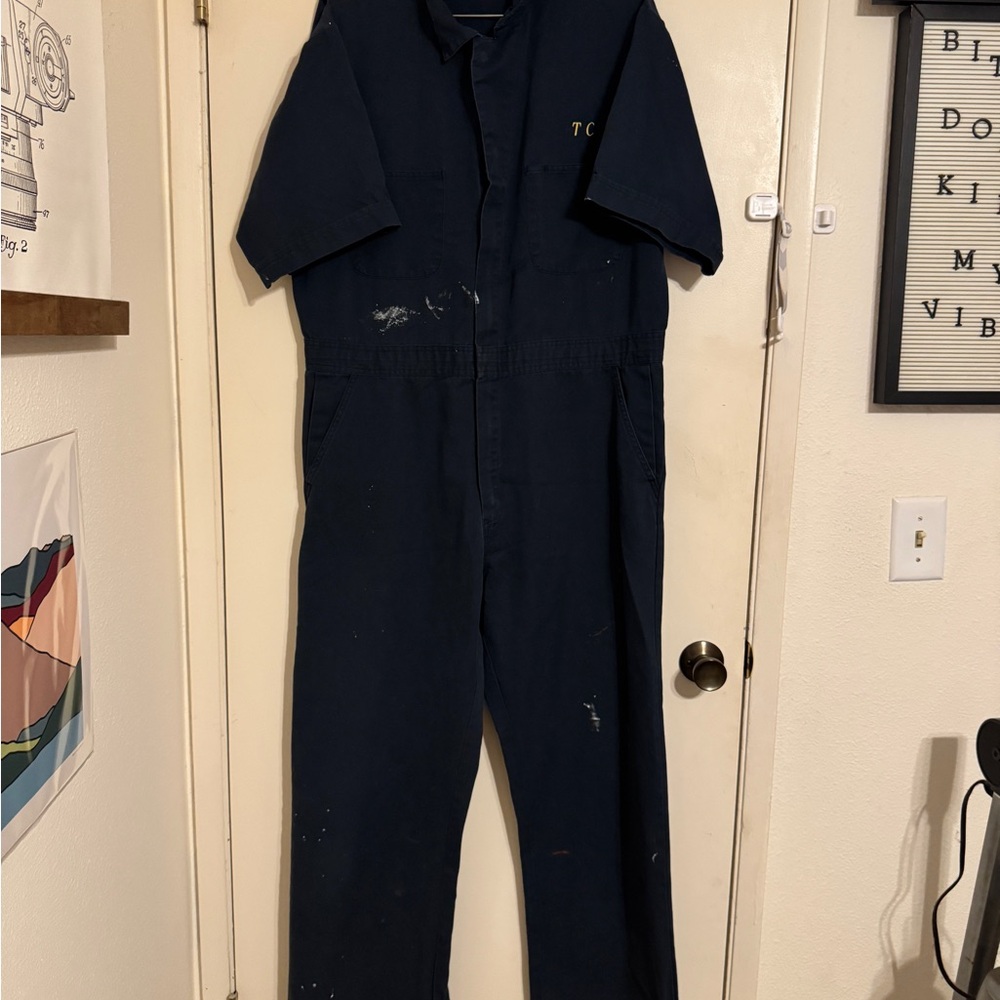 WEAR GUARD Vintage Navy Blue Short Sleeve Coveralls Size L-R (42–44) Unisex